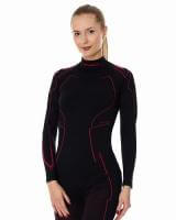 Brubeck Футболка женская длин. рукавом Cooler Черный/Амарант в Иркутске